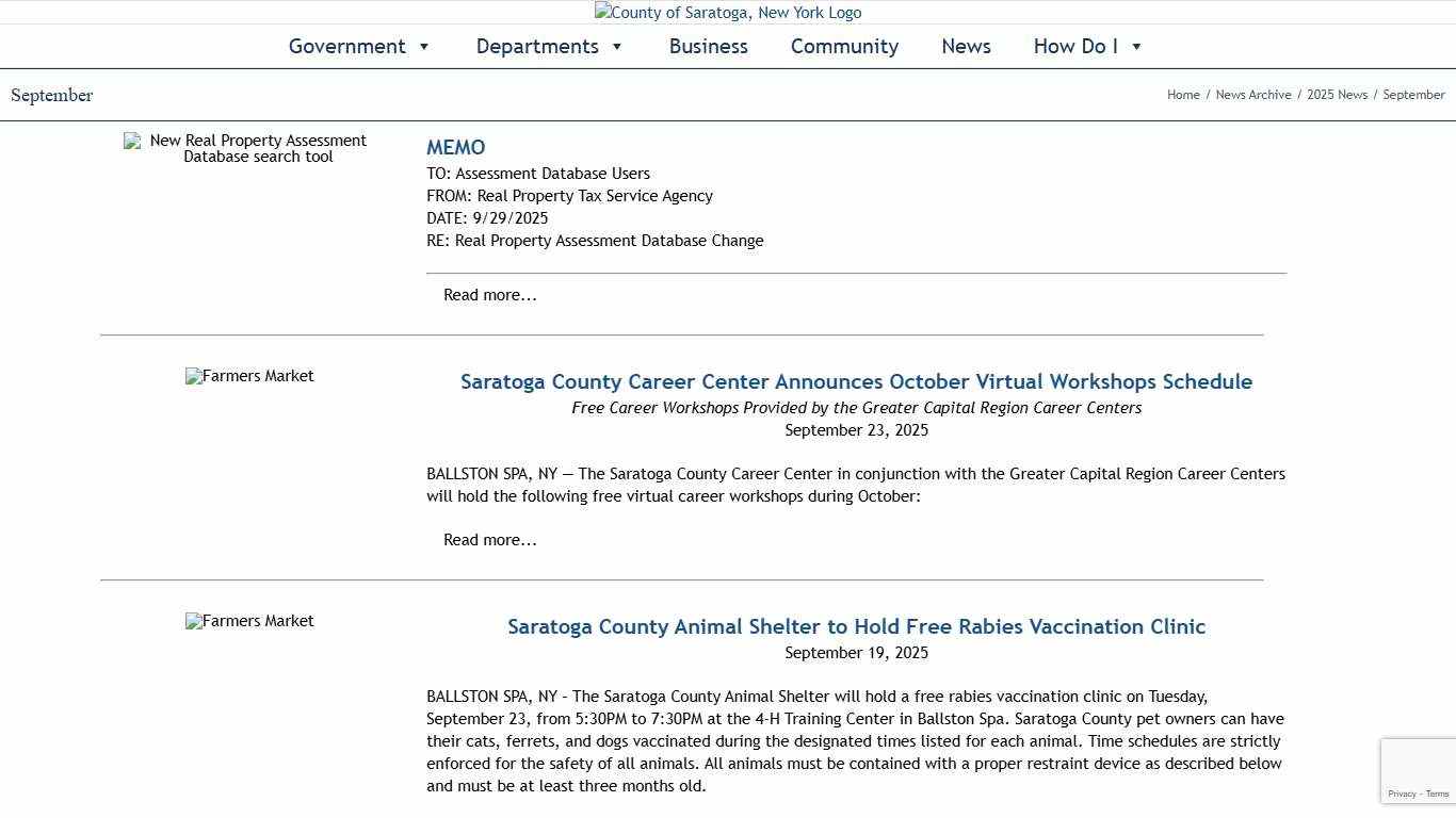 September – County of Saratoga, New York